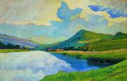 Nico Klopp Moselle near Schengen at the Drailannereck oil painting on canvas